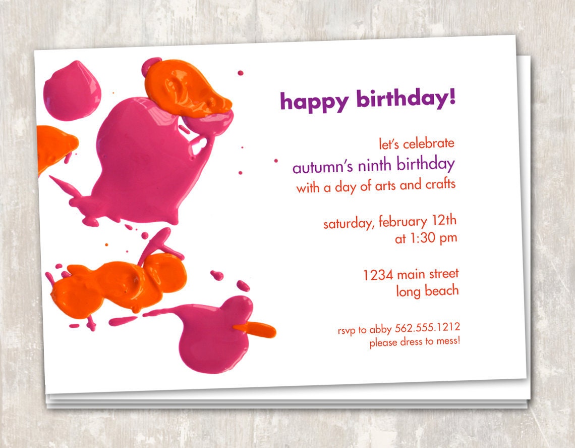 Art Party Birthday Invitations (set of 12) PRINT & SHIP Il_570xn