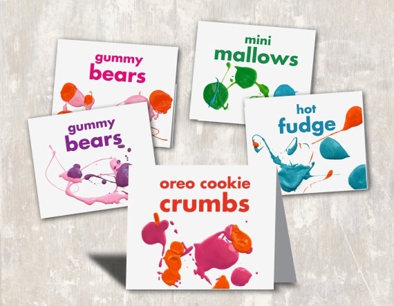 PRINT & SHIP Art Party Birthday Food Labels (set of 8) Il_570xn