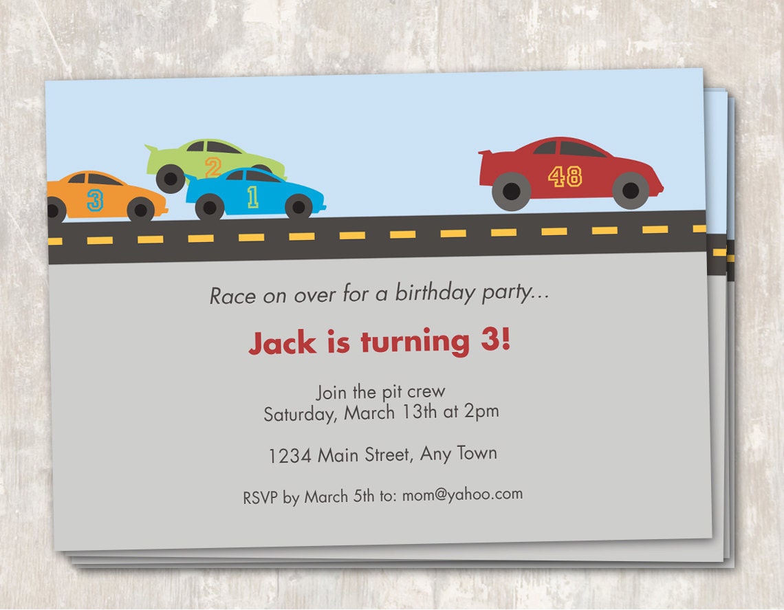 Race Car Birthday Party Invitations (set of 12) PRINT & SHIP Il_570xn