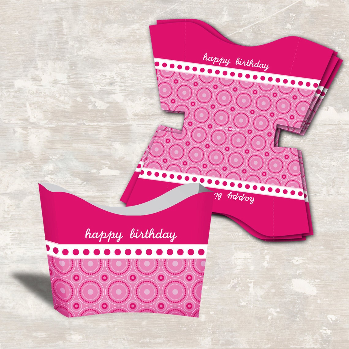 PRINT & SHIP PInk Polka Dot Birthday Party Snack Boxes (set of 12) Il_570xn