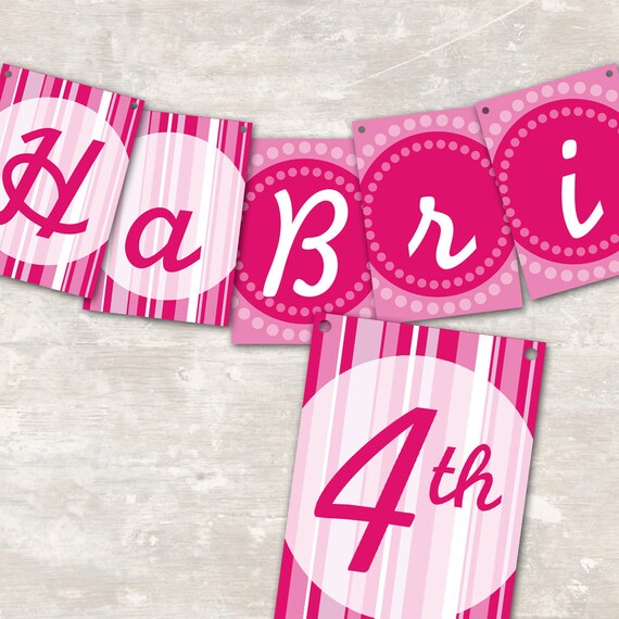 PRINT & SHIP PInk Polka Dot Birthday Party Pennant Banner ("Happy 1st Birthday") Il_570xn
