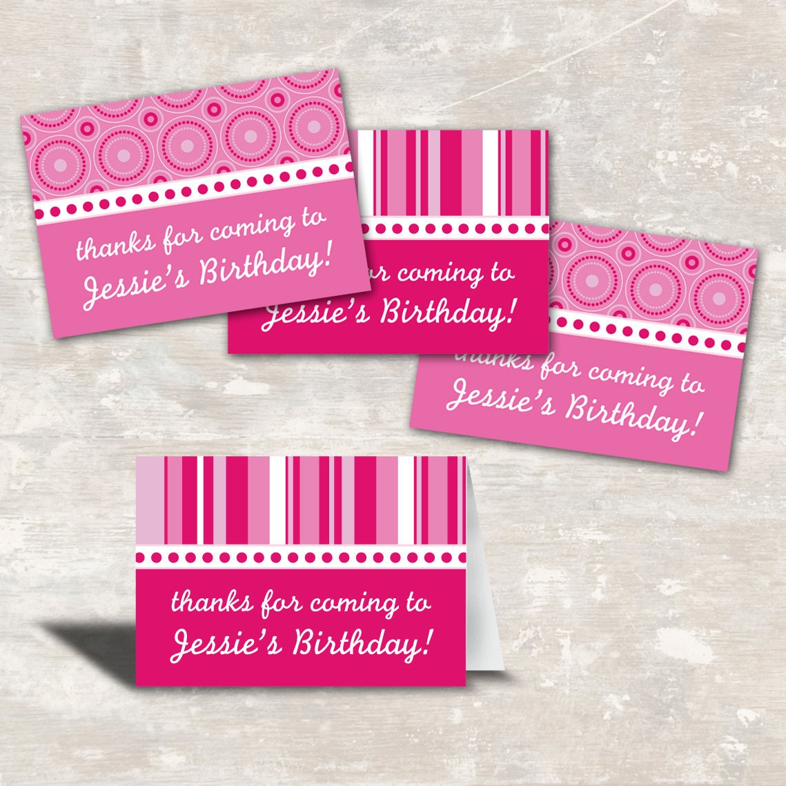 PRINT & SHIP PInk Polka Dot Birthday Party Favor Bag Toppers (set of 8) Il_570xn