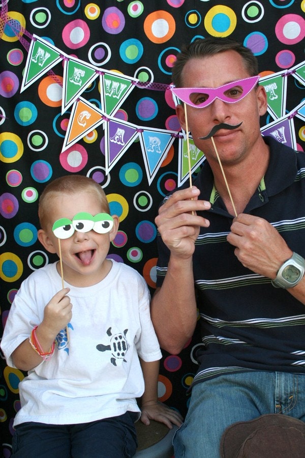 Carnival Printable PHOTOBOOTH PROPS - EDITABLE Text Instant Download