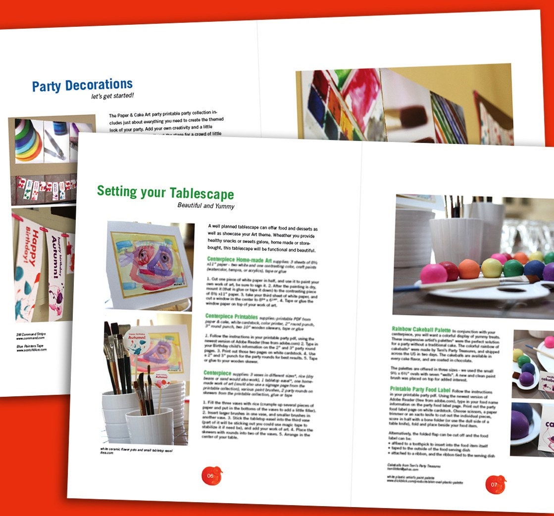 Art Party Birthday PARTY GUIDE - printable pdf