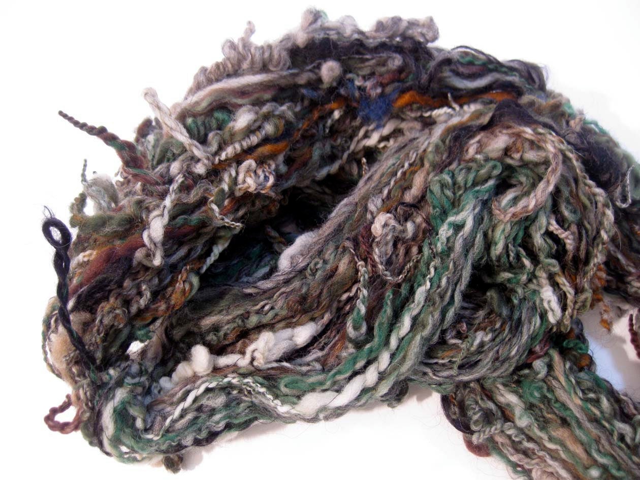 SALE 15% OFF, handspun art yarn, Finnish Forest