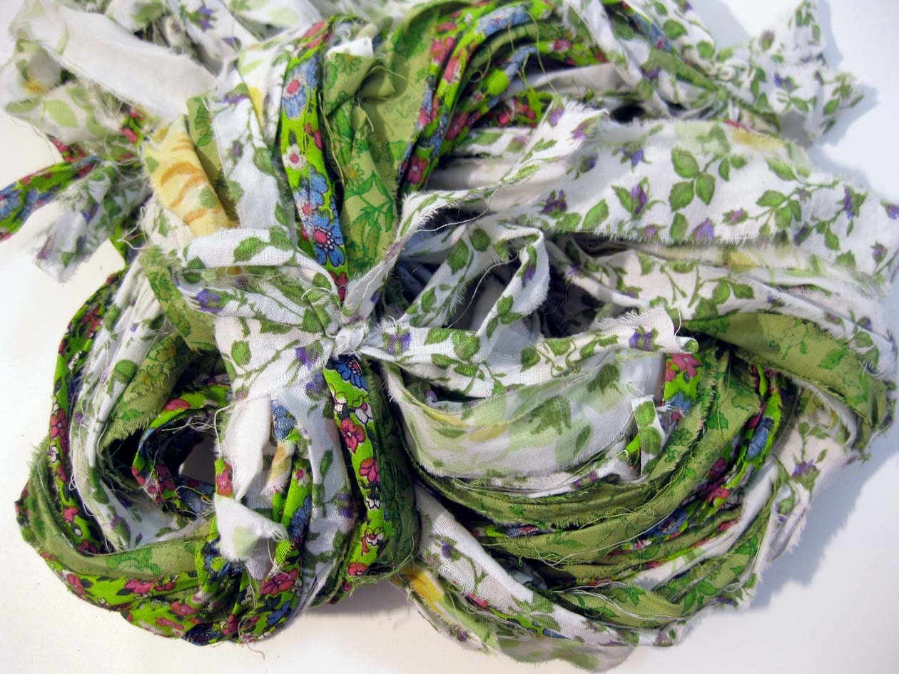 Fabric ribbon yarn, Lime Patchwork Quilt