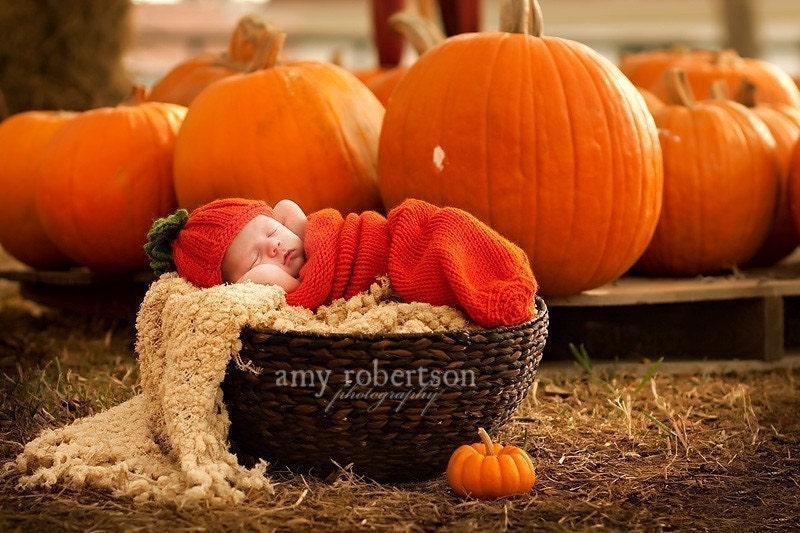 Photo Prop Pumpkin Hat and Cocoon, Newborn knit pumpkin photo Prop,Pumpkin set, Pumpkin cocoon, Thanksgiving, Pumpkin photo prop set