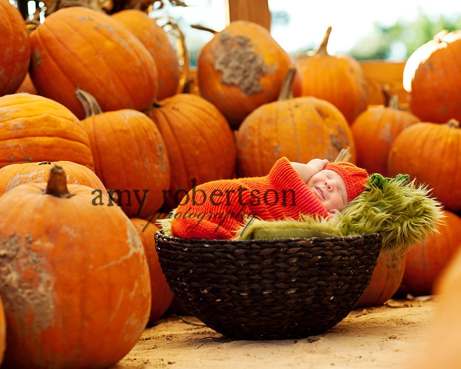 Photo Prop Pumpkin Hat and Cocoon, Newborn knit pumpkin photo Prop,Pumpkin set, Pumpkin cocoon, Thanksgiving, Pumpkin photo prop set