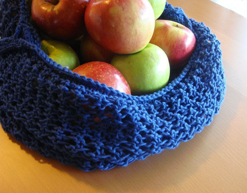 French Blue Organic Cotton Large Knit Farmers Market Bag