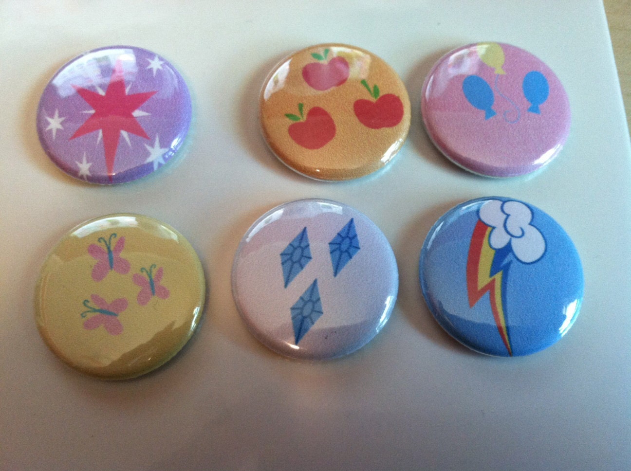 My Little Pony Friendship is Magic Cutie Marks Set of 6 1" Buttons