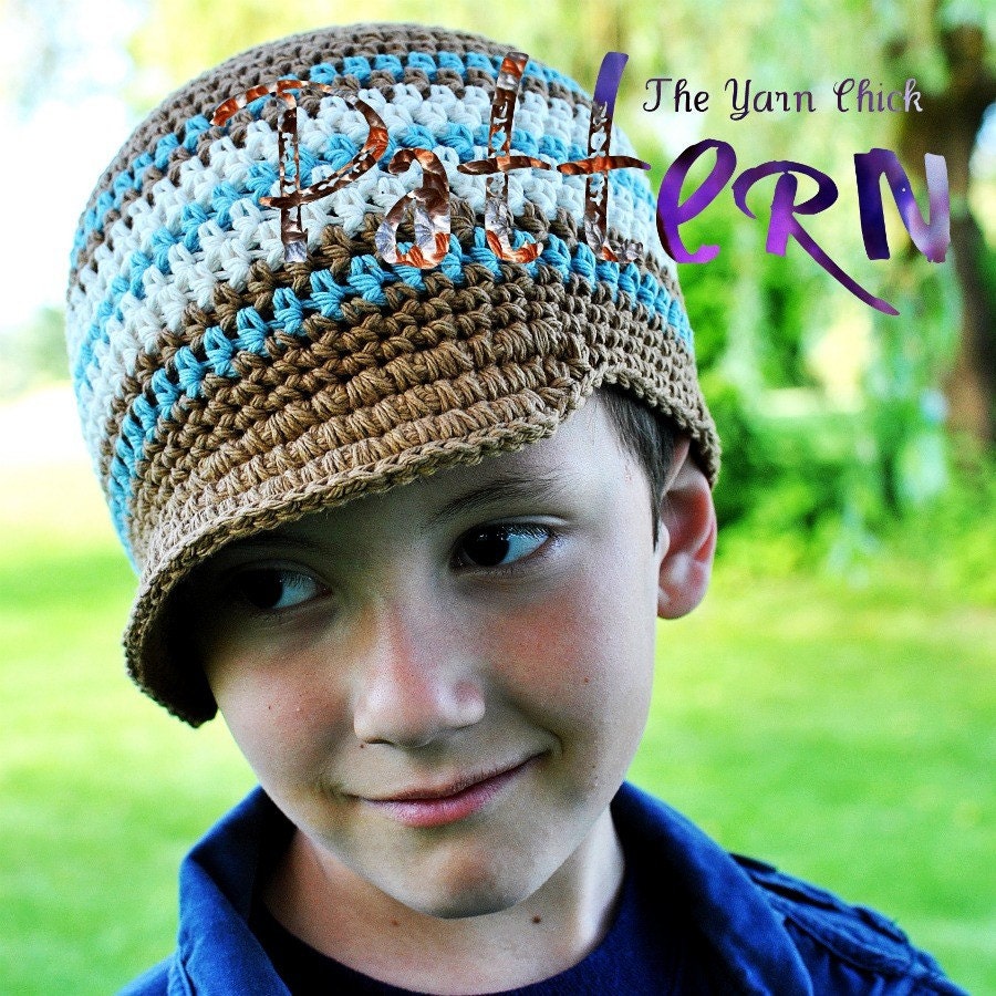 PDF Crochet Pattern - Kiddos Striped Brimmed Beanie
