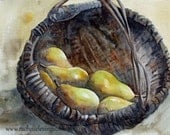 Fruit Still Life painting Yellow Kitchen wall art kitchen wall decor fruit pear PRINT Painting Pear 8x10 Food art print Pear Print yellow