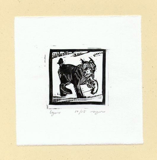 Tiny Lynx Linocut