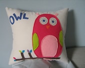Baby Owl Pillow in Pink