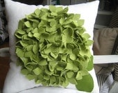 As Seen On Abc's GOOD MORNING AMERICA Hydrangea Pillow in Cream Linen and Sage/Pea Felt