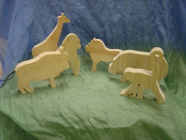 Wooden african animals set (6pc)