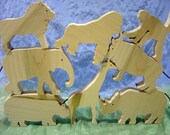 African set large (9pc) wooden toy animals