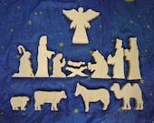 13 pc Nativity set of Maple wood