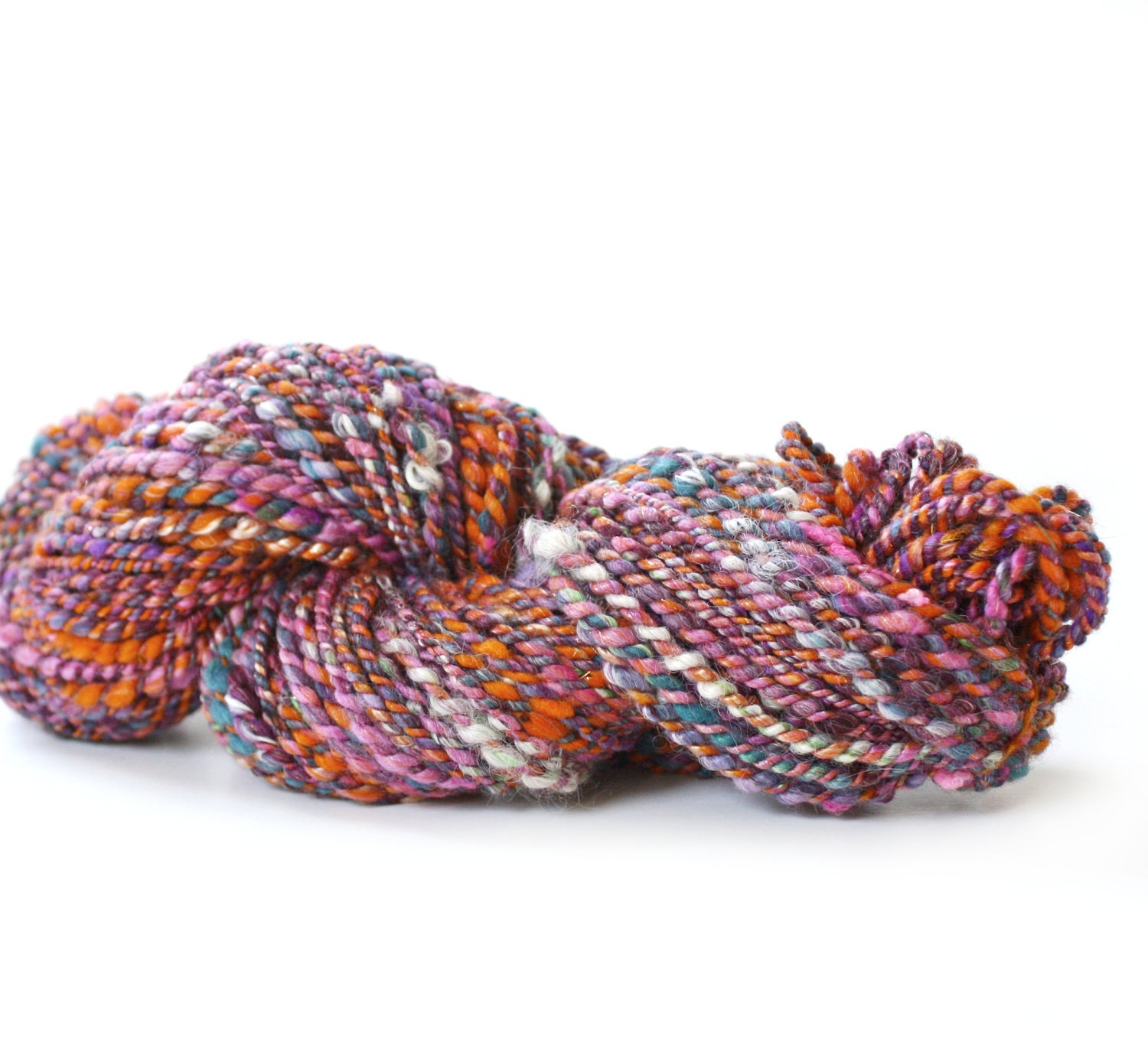 Kashmir 94 yards Wool Yarn Hand Dyed, Merino Blend Handspun Plyed- Art Yarn