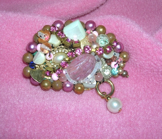 Brooch  PINK Free Form  Hand Crafted  OOAK