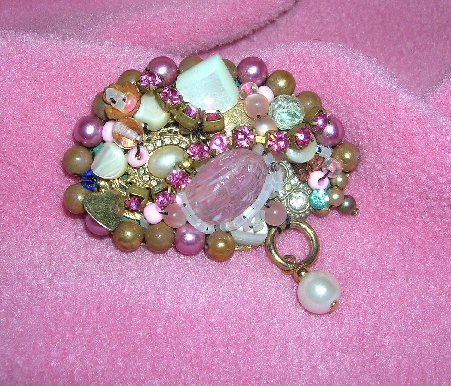 Brooch  PINK Free Form  Hand Crafted  OOAK