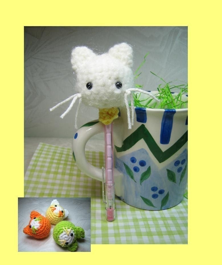 Kitty Pencil Toppers  - Crochet Pattern - PDF File plus FREE Juggling Cats pattern