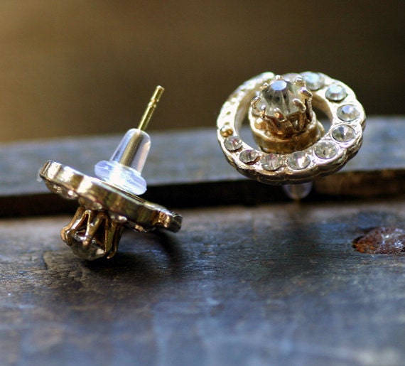 Vintage Crystal Spiral Post Earrings