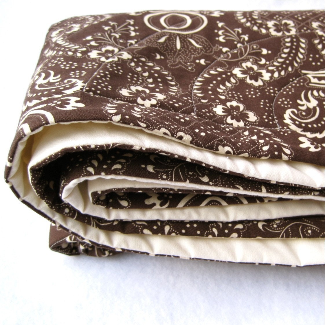 Brown Organic Baby Quilt - Eco Friendly Baby Crib Bedding in Dark Espresso Chocolate - Modern Woodland Kids Nursery Decor