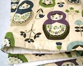 BABY QUILT - Matryoshka Dolls Baby Girls Bedding Handmade with Organic Cotton for Eco Friendly Nursery Decor (LAST 2)
