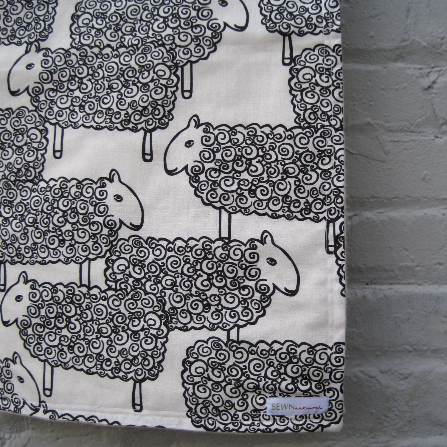 Organic Baby Blanket in Modern Sheep - Childrens Bedding Blanket for Eco Friendly Kids in Black by SewnNatural and White (Ready to Ship)