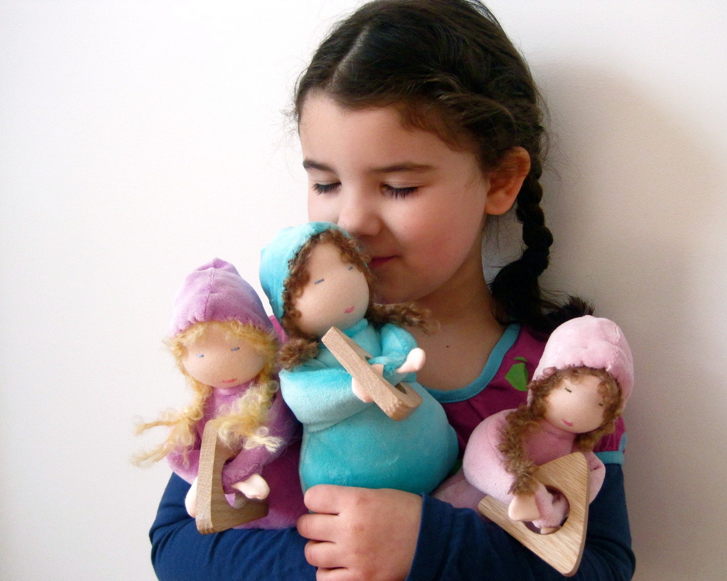 ORGANIC Waldorf Baby Doll with Wood Teether / 8" Eco Friendly Teething Toy for Kids (Ready to Ship)