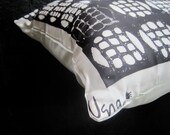 SALE - Vera Silk Throw PILLOW Cover - Pillow Sham With Mod Abstact Sumi 1960s Handpainted Black White Moon Vera Scarf - Home Decor