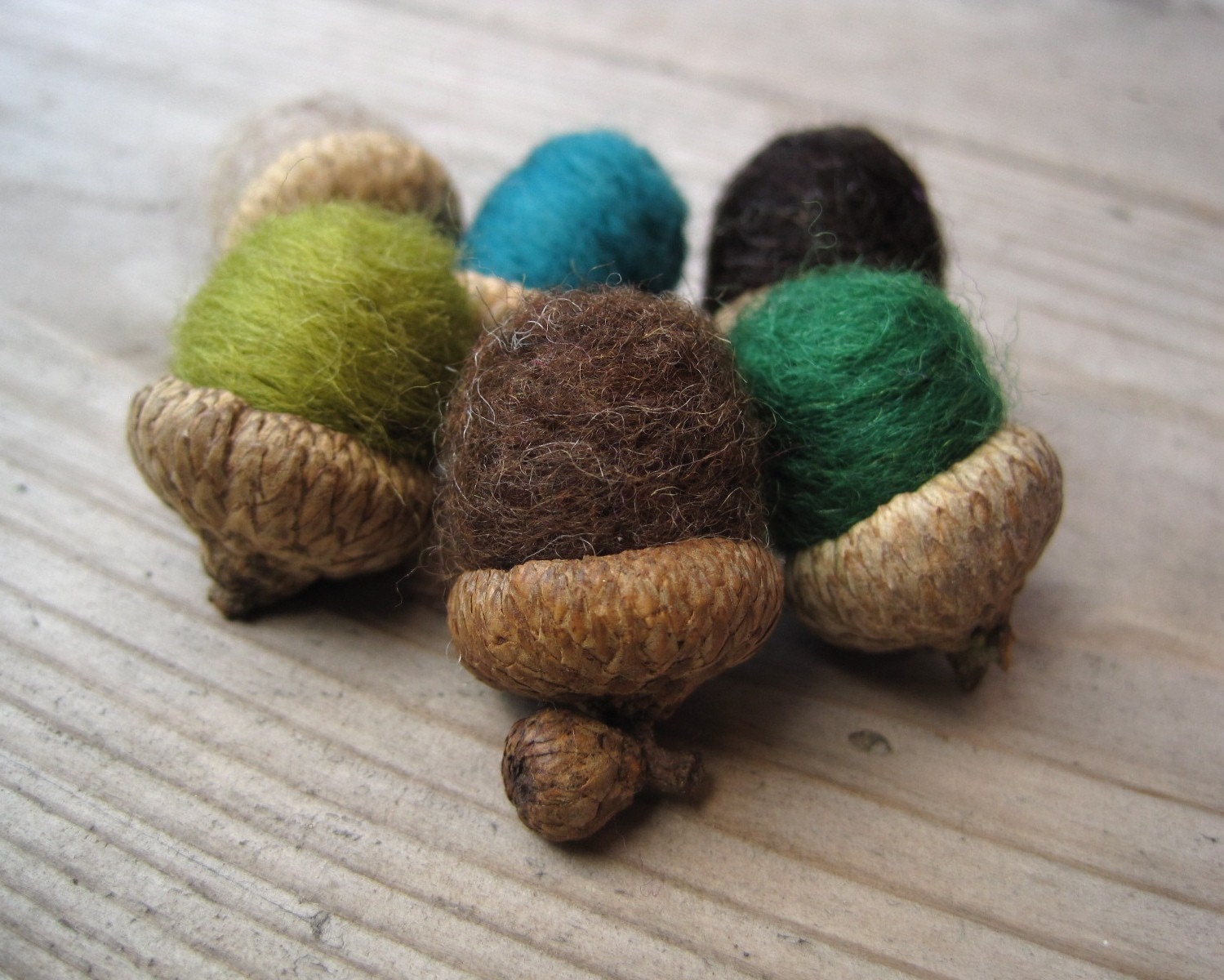 felted wool acorns set of 12 woodland moss / eco friendly natural decor inspired by the forest (ready to ship)