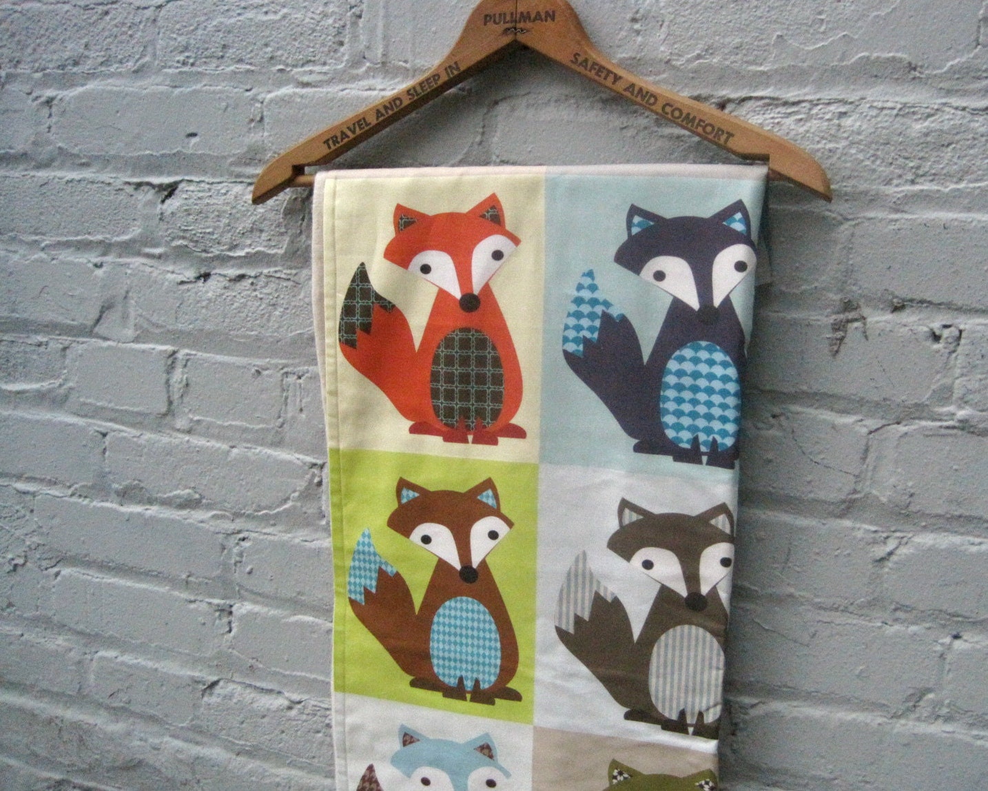 baby blanket organic fox / modern eco friendly kids bedding (Ready to Ship)