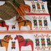 Scandinavian picnic blanket / handmade quilted 3-layer blanket with vintage Swedish Dala horses in red and orange (wedding gift idea)