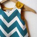 The Ava Dress - Organic Girls Dress in Modern Chevron - Mustard Gold and Peacock Blue Teal Green - Eco Friendly Spring Indie Fashion