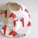 ORGANIC baby bib - Dala horses in red white and blue / eco friendly unisex modern baby shower gift (Ready to Ship)