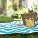 As Seen on HGTV - Waterproof Picnic Blanket - Portable Eco Friendly Quilted 3-Layer Beach Blanket in Teal Chevron