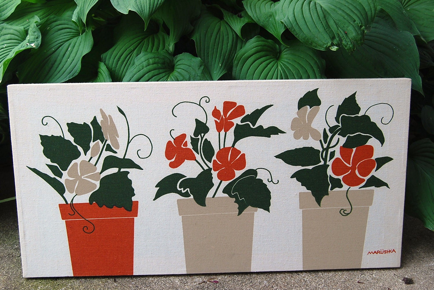 Vintage Marushka Flower Pots on Canvas