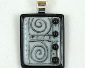 Fused Glass Pendant - black and white