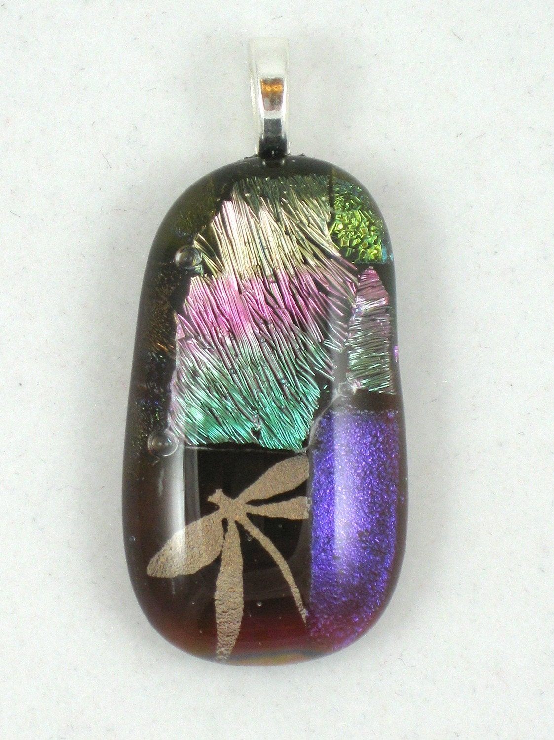 Dichroic Fused Glass Pendant - multicolor