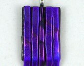 Dichroic Fused Glass Pendant - purple and blue