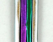 Dichroic Fused Glass Pendant - silver, purple, and green