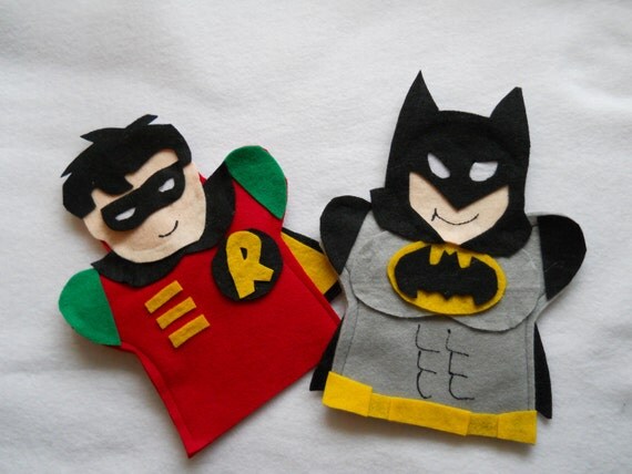 Items similar to Batman and Robin hand puppet on Etsy