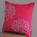 Pink Flower Decorative Throw Pillow Cover, Poinsettia on Fuchsia Pink Linen, White Embroidered Pillow, Cushion cover, Pillow Case 18x18