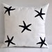 Navy Blue Starfish Throw Pillow Cover, Decorative Pillow Cover, White Linen Navy Blue Starfish, Pillow Case 18 x 18, Beach Cushion Cover