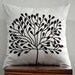 Borneo Tree Throw Pillow Cover - 18" x 18" Decorative Pillow Cover - Oatmeal Linen with Dark Brown Botanical Embroidery