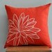 Lotus DecorativeThrow Pillow Cover, Orange Pillow Beige Lotus, Accent Pillow, Pillow Case 18x 18, Cushion Cover, Linen Pillow