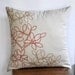Twig Leaves Throw Pillow Cover, Decorative pillow cover 18 x 18, Oatmeal Linen Orange Ochre Leaves, Embroidered Pillow, Pillow Accent
