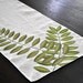 Green Leaves Table Runner, Natural Linen Table Runner 14 x 64, Acacia Leaves Embroidered Table Runner, Long Table Runner, Table Linen